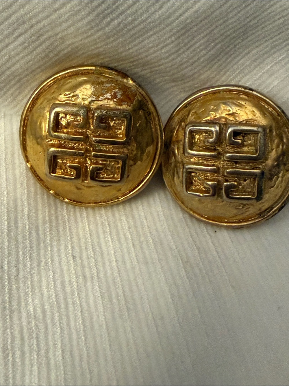 Givenchy Gold -tone Round Logo Button clip Earrings - Pair - Picture 3 of 4